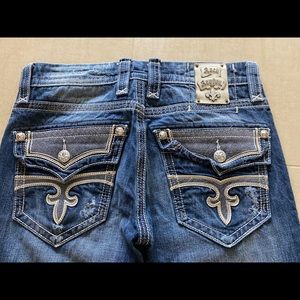 New MENS Distressed ROCK REVIVAL boot cut jeans